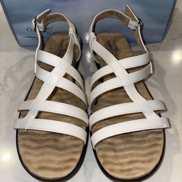 Easy Street Comfort Wave Women's Lobo Wedge Sandal White Size‎ 10WW 10 WW - Picture 1 of 4